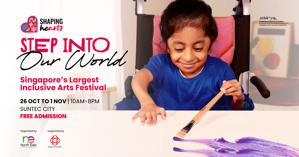 Banner of Shaping Hearts - Step Into Our World Inclusive Arts Festival